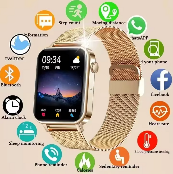 LuxeTime | Elegant Smartwatch for Women with Activity Tracker, Heart Rate Monitor, and Chic Design.