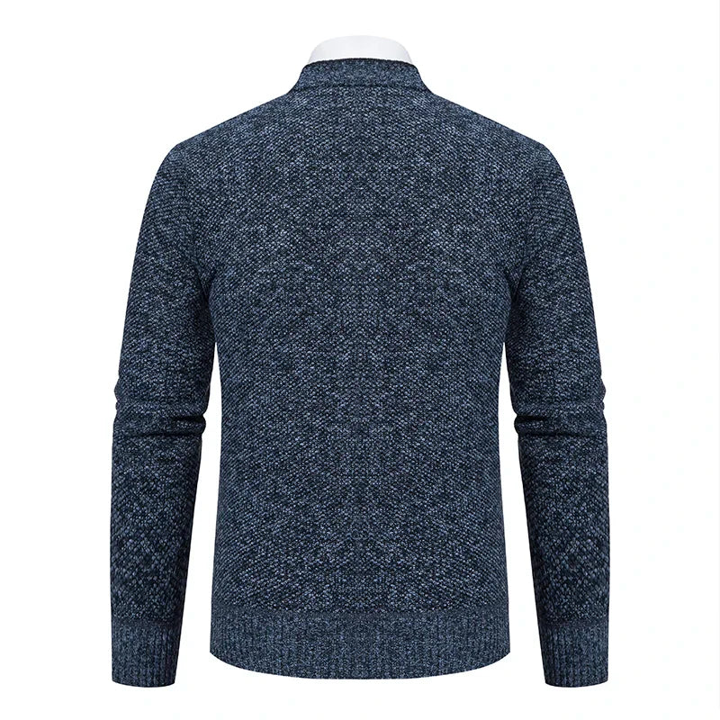 Men's V-neck wool sweater with a heathered finish, elegant for autumn
