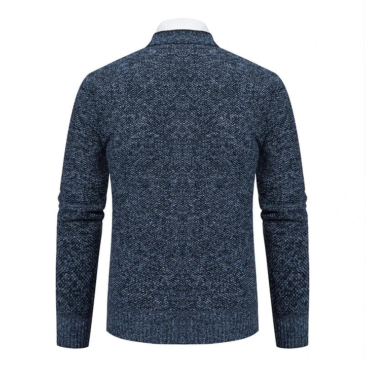 Men's V-neck wool sweater with a heathered finish, elegant for autumn