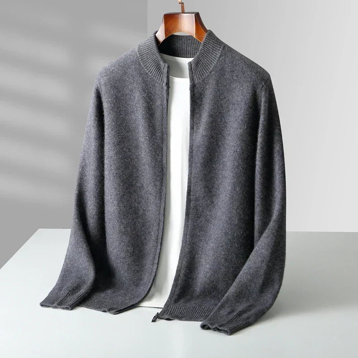 Men’s zip-up cashmere vest, autumn sweater