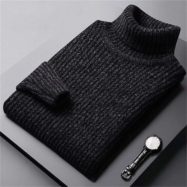 Pull en laine pour homme à col roulé, côtelé et classique, idéal pour l’automne
