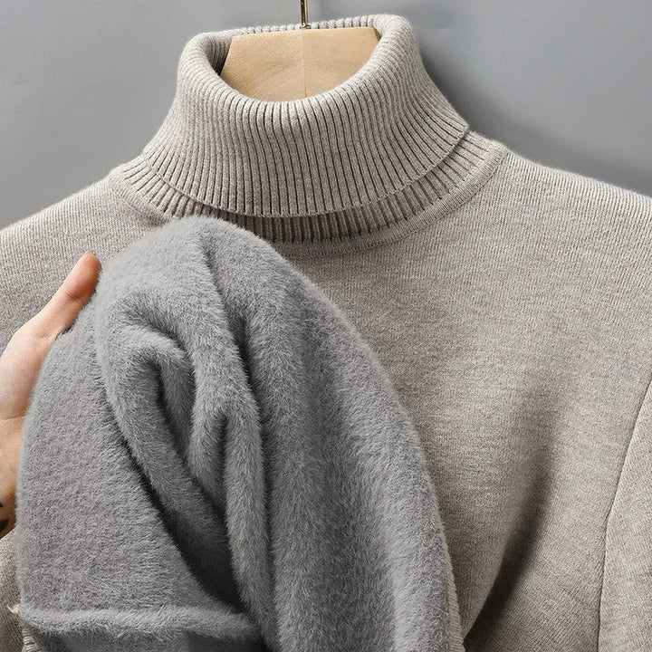 Col roulé en maille pour homme, pull classique d’automne à coupe ajustée