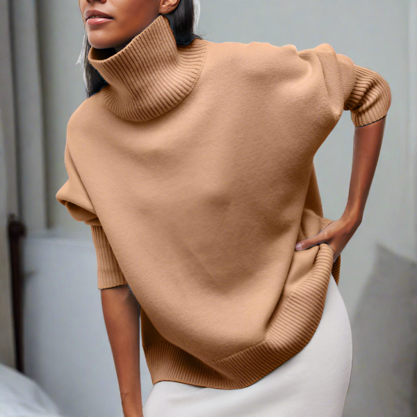 Pull femme à col haut doux et respirant pour la fin de l’été et la mi-saison