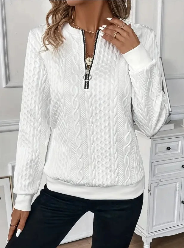 Women's textured zip-up sweatshirt for autumn and everyday outfits