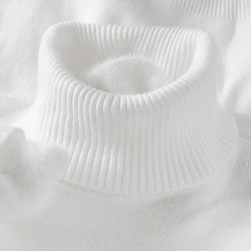 Col roulé en maille pour homme, pull classique d’automne à coupe ajustée