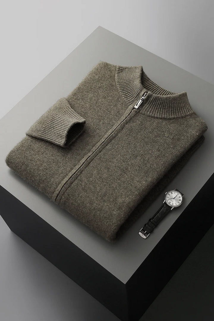 Men’s zip-up cashmere vest, autumn sweater