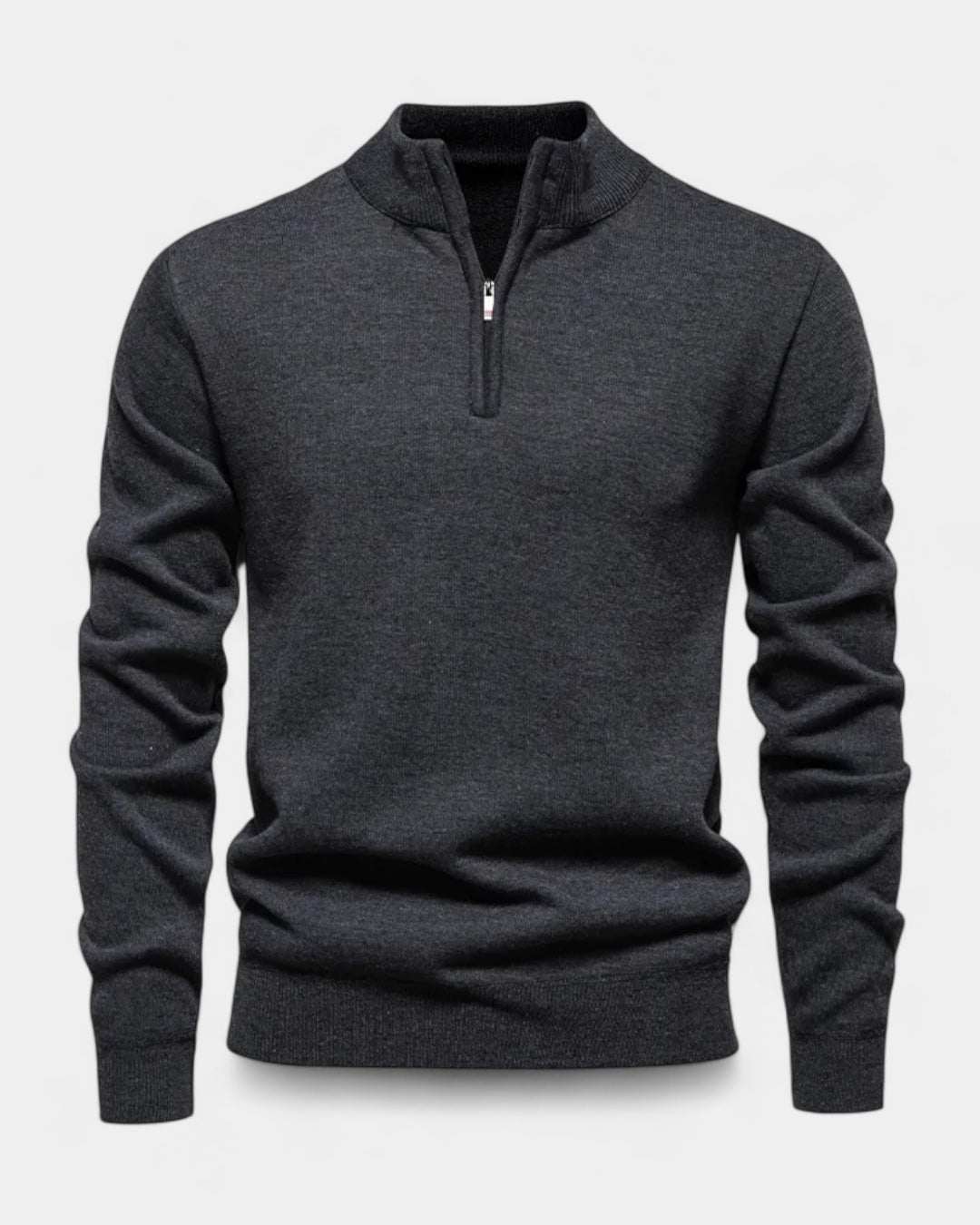 Pull homme en coton à demi-zip, col montant côtelé, modèle automnal