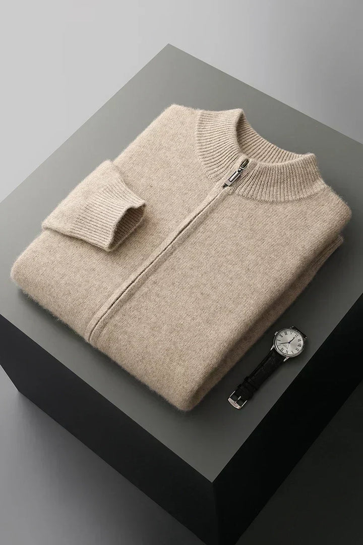 Men’s zip-up cashmere vest, autumn sweater