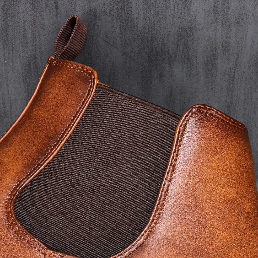 Bottines Chelsea homme en cuir à enfiler, hauteur cheville, pour l’automne