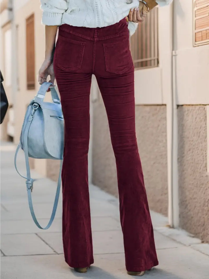 Sienna - pantalon évasé en velours côtelé élégant pour femmes pour un look tendance.