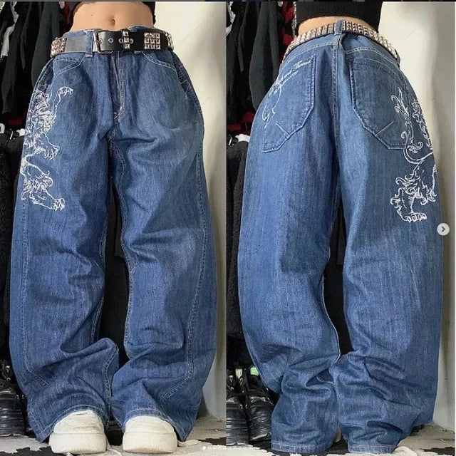 Jeans cargo vintage surdimensionné avec poches pratiques - Jeans unisexe confortables