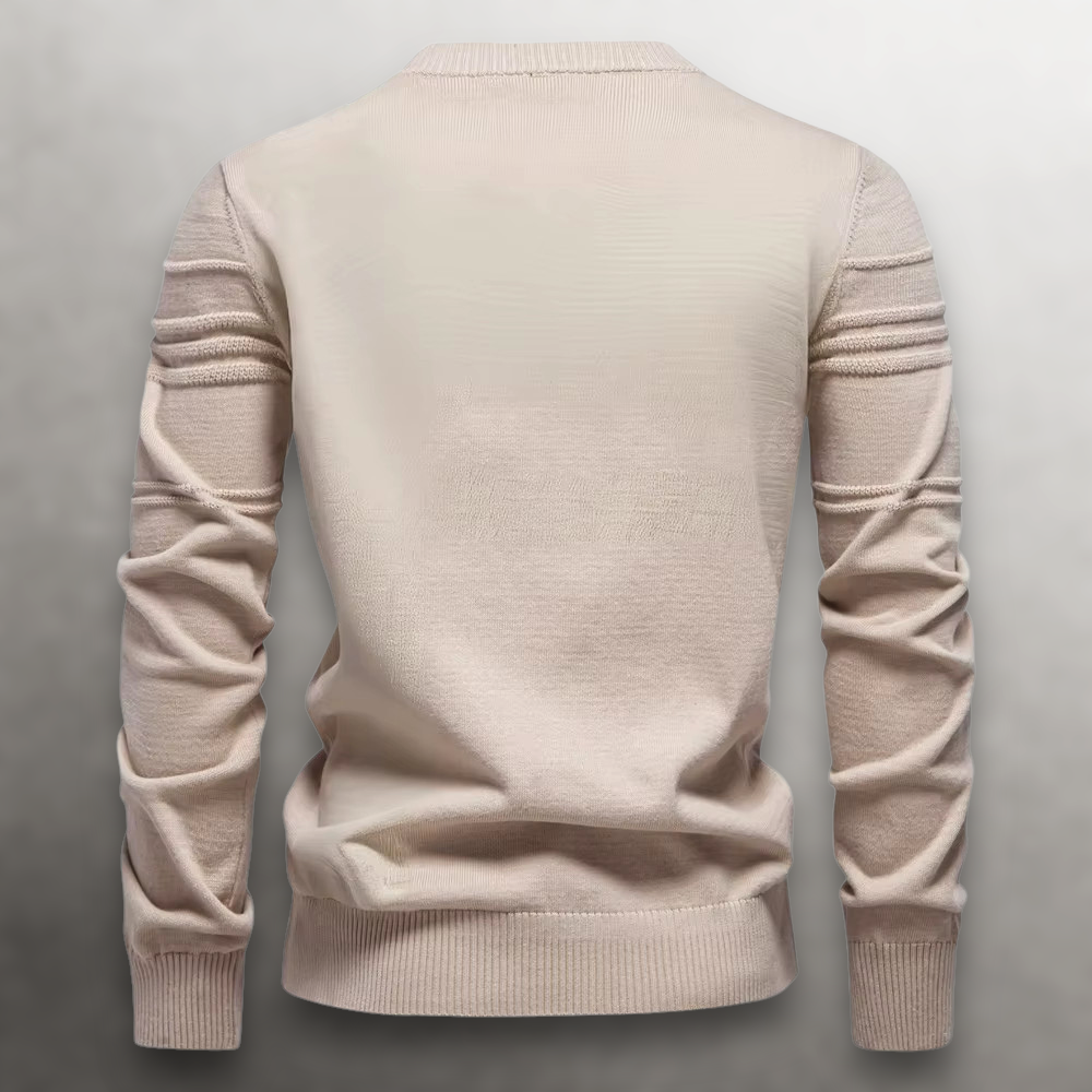 Pull en laine pour homme à col rond côtelé, style décontracté d’automne