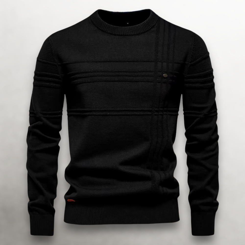 Pull en laine pour homme à col rond côtelé, style décontracté d’automne