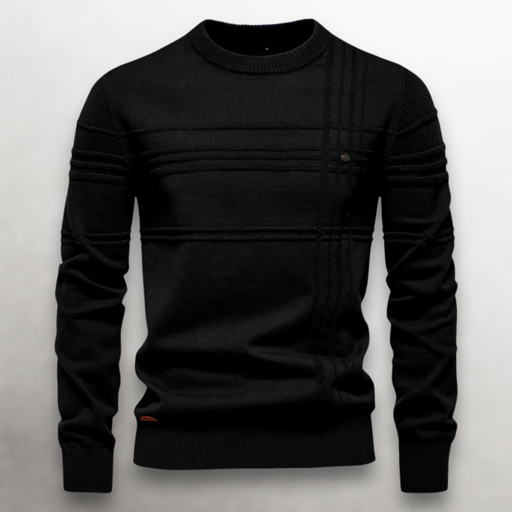 Pull en laine pour homme à col rond côtelé, style décontracté d’automne