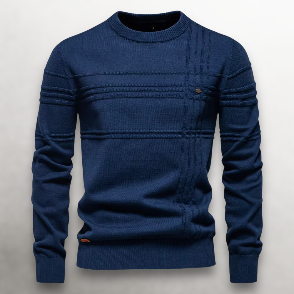 Pull en laine pour homme à col rond côtelé, style décontracté d’automne