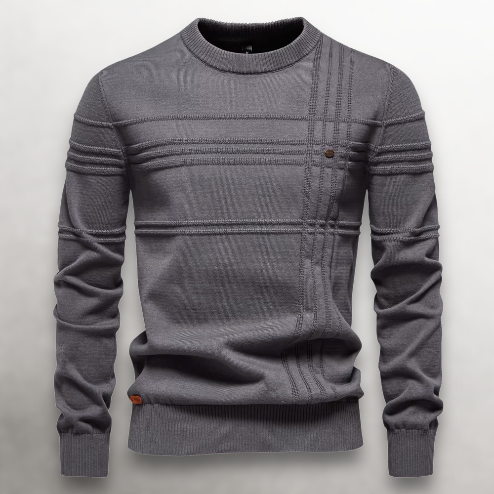 Pull en laine pour homme à col rond côtelé, style décontracté d’automne