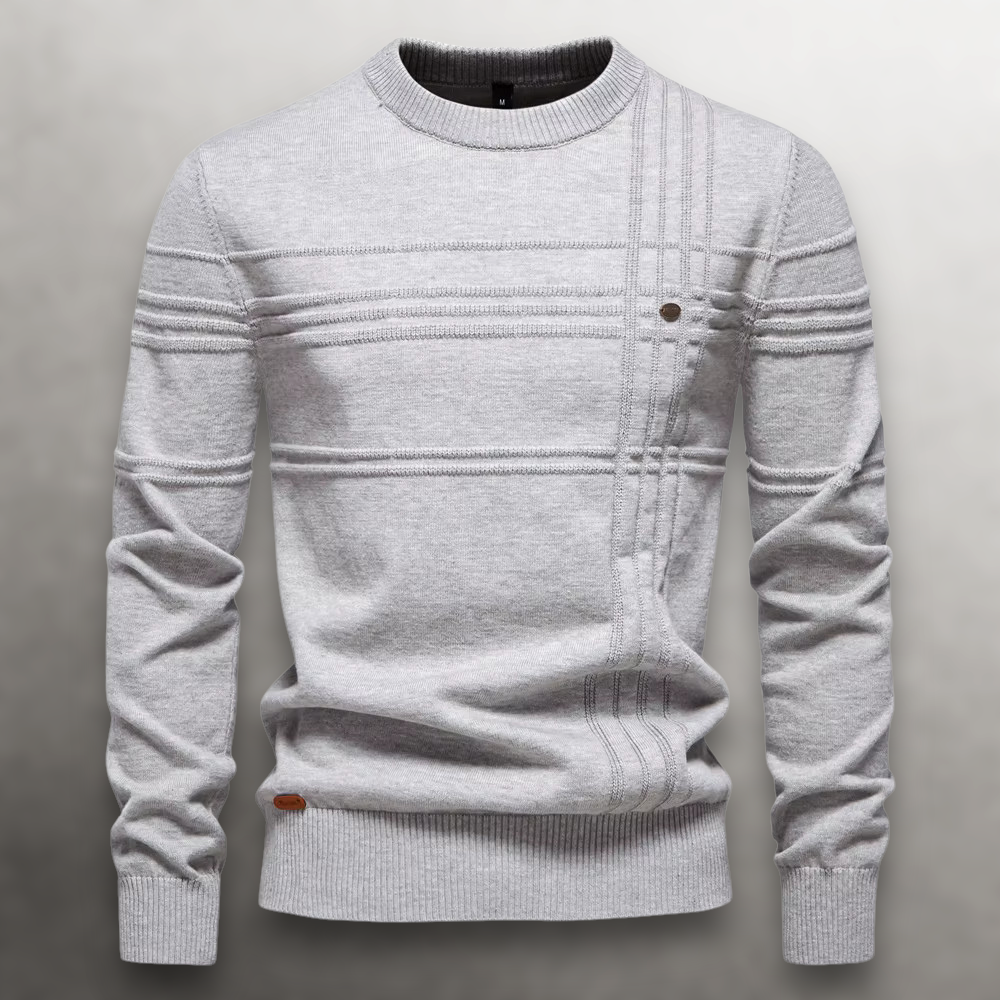 Pull en laine pour homme à col rond côtelé, style décontracté d’automne