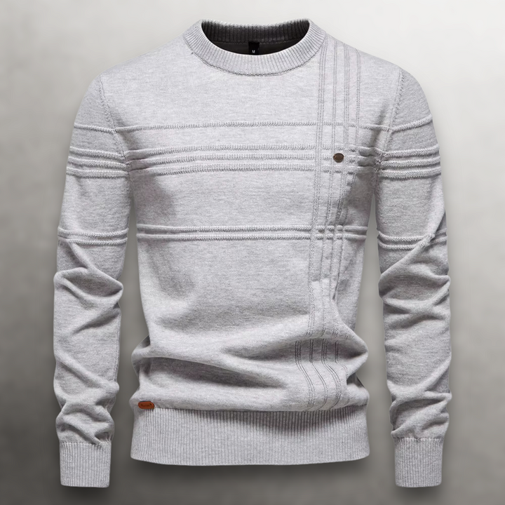 Pull en laine pour homme à col rond côtelé, style décontracté d’automne
