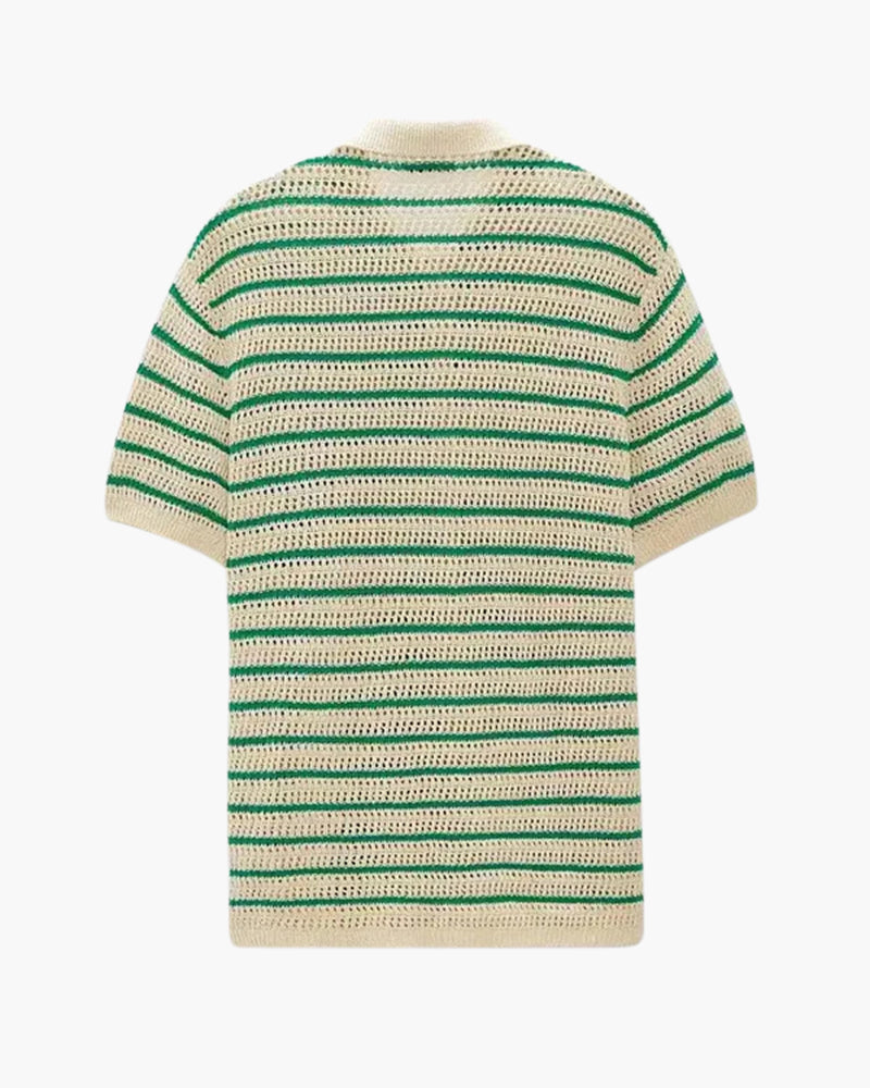 Weston | Chemise d'été pour hommes à rayures vertes fraîches avec boutons pour un look frais et élégant.