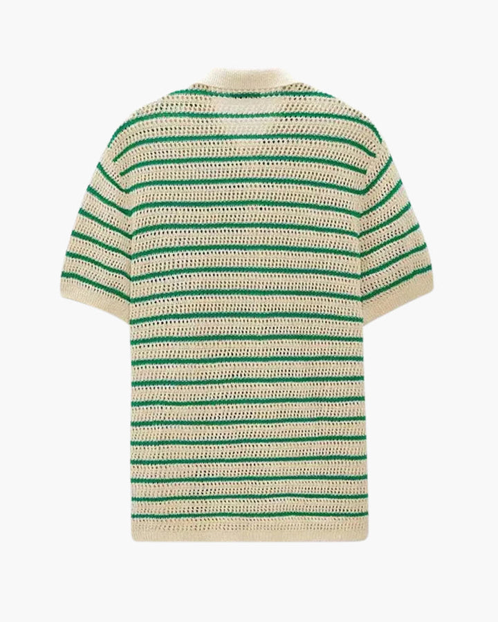 Weston | Chemise d'été pour hommes à rayures vertes fraîches avec boutons pour un look frais et élégant.