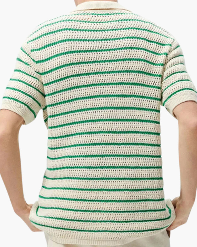 Weston | Chemise d'été pour hommes à rayures vertes fraîches avec boutons pour un look frais et élégant.