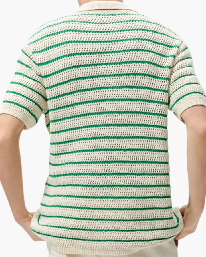 Weston | Chemise d'été pour hommes à rayures vertes fraîches avec boutons pour un look frais et élégant.