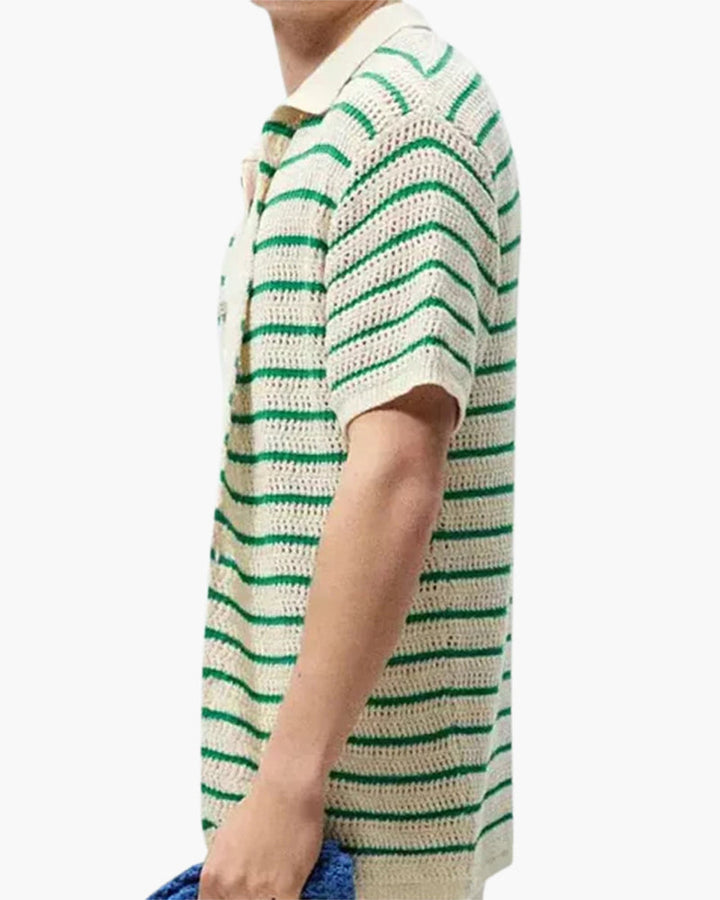 Weston | Chemise d'été pour hommes à rayures vertes fraîches avec boutons pour un look frais et élégant.