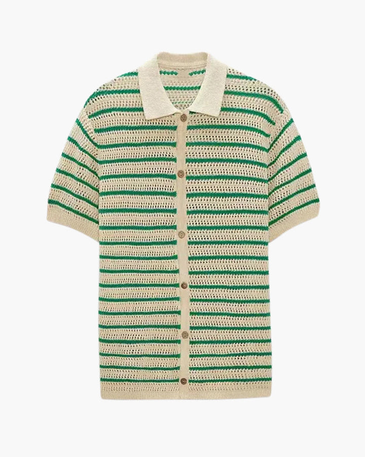 Weston | Chemise d'été pour hommes à rayures vertes fraîches avec boutons pour un look frais et élégant.