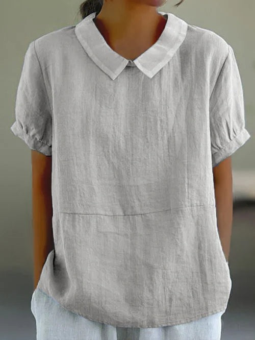 Blouse Élégante Celandine pour Femmes à Manches Courtes et Col Rond pour un Look Chic et Confortable