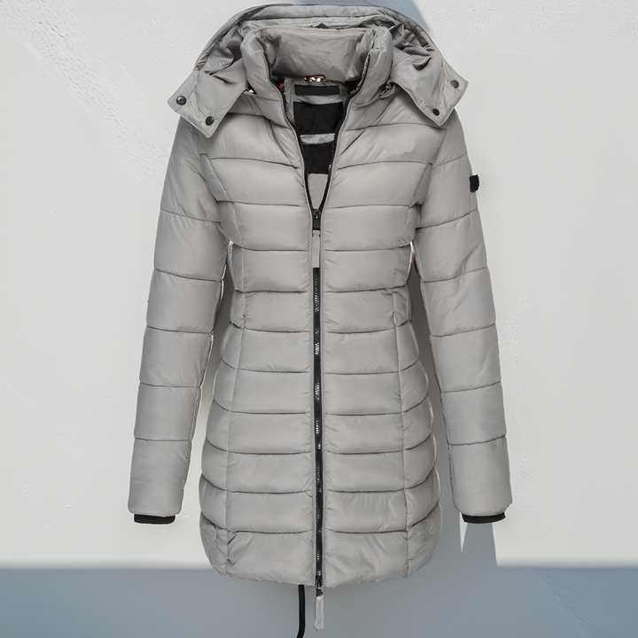 Women’s water-resistant long quilted coat