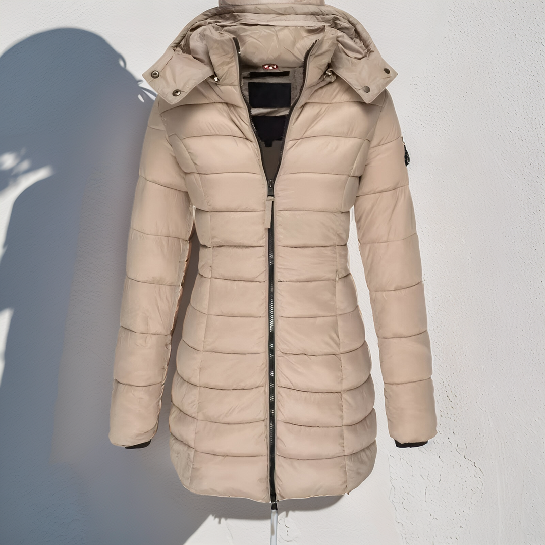 Women’s water-resistant long quilted coat