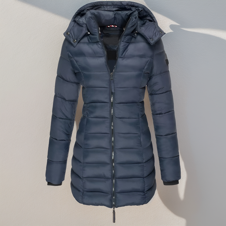 Women’s water-resistant long quilted coat