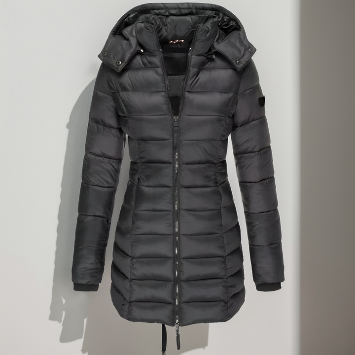 Women’s water-resistant long quilted coat