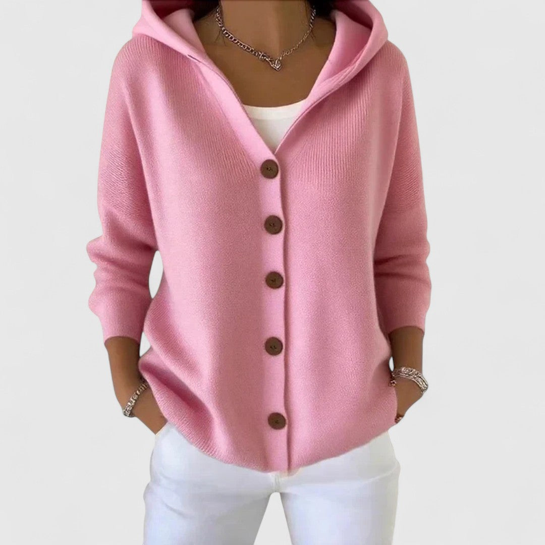 Cardigan femme en maille à capuche, zippé, pour l’automne