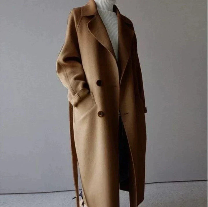 Manteau long d’hiver élégant pour femme en laine