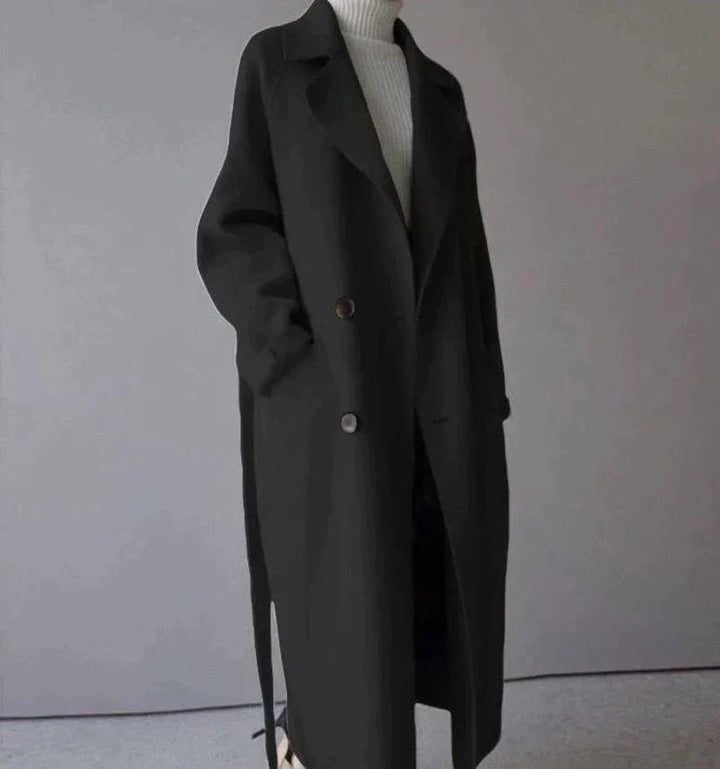 Manteau long d’hiver élégant pour femme en laine