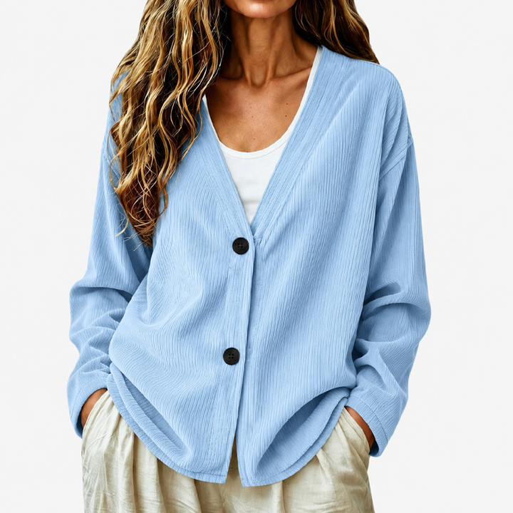 Women's V-neck knitted button-up cardigan for autumn