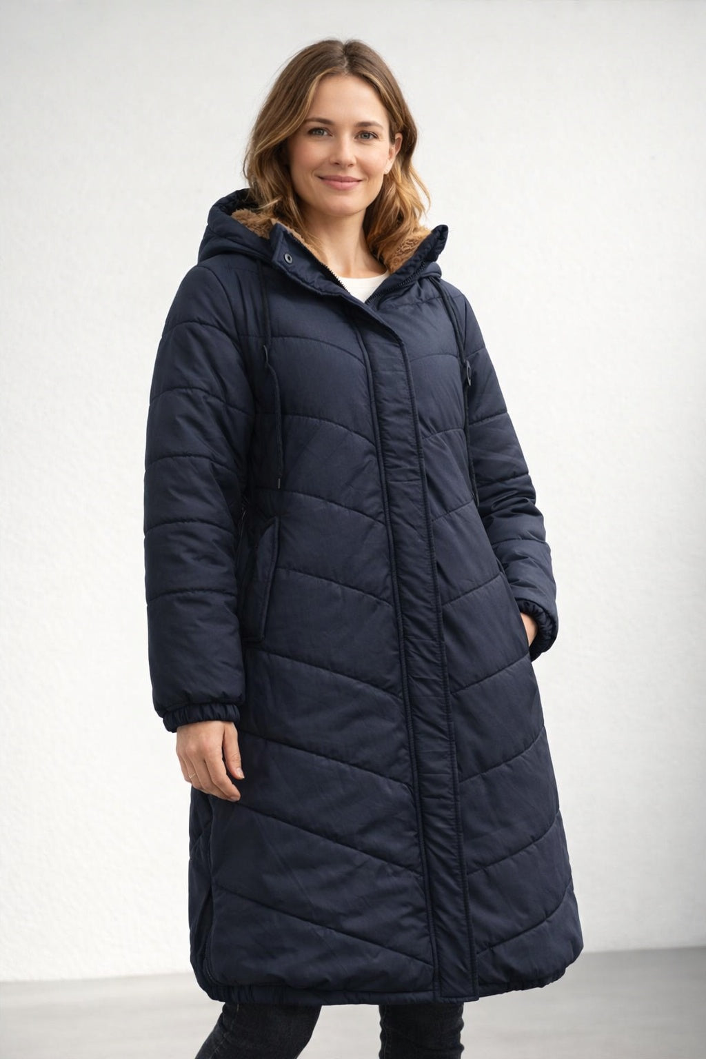 Parka femme matelassée longue à capuche, manteau d’hiver chaud