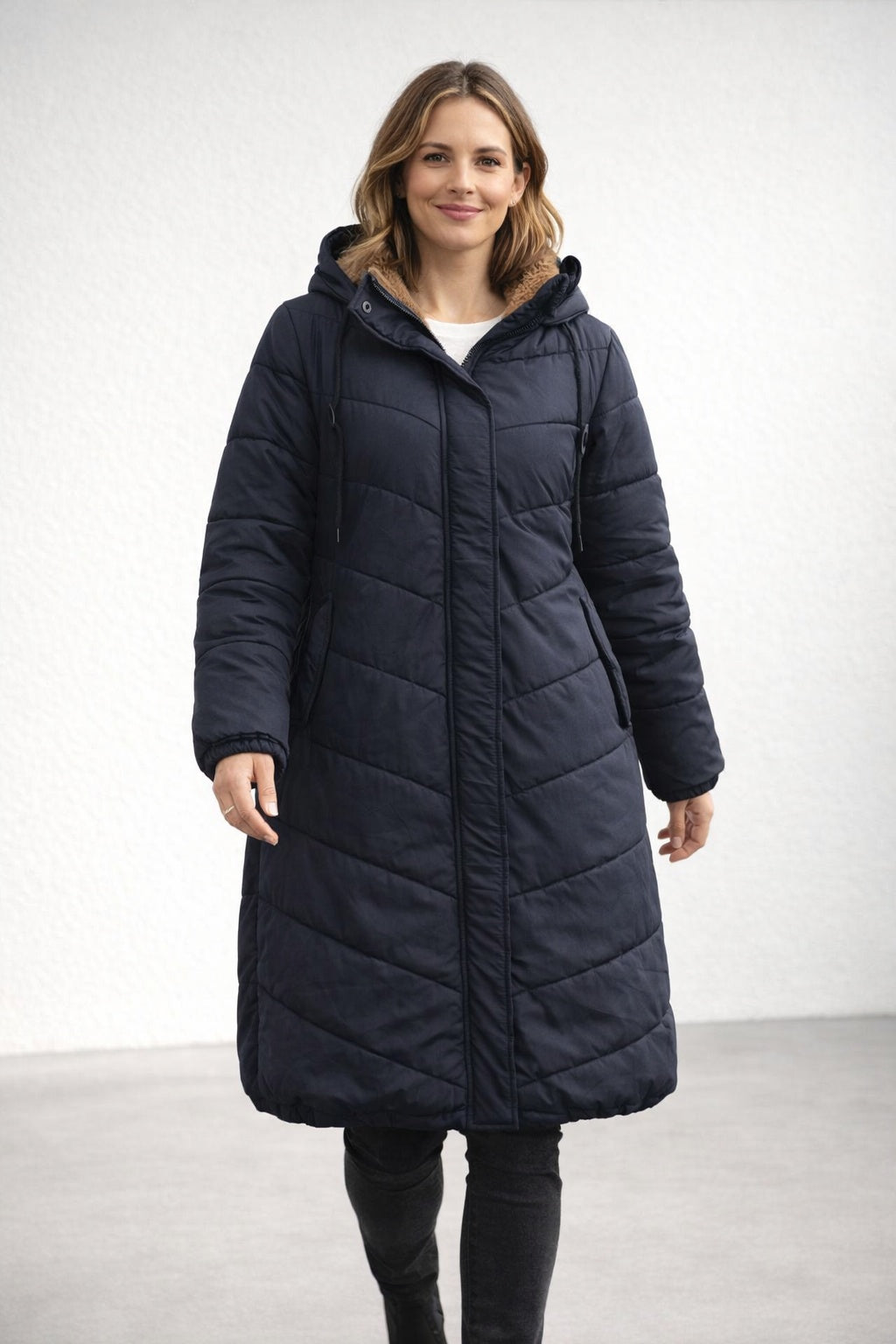 Parka femme matelassée longue à capuche, manteau d’hiver chaud
