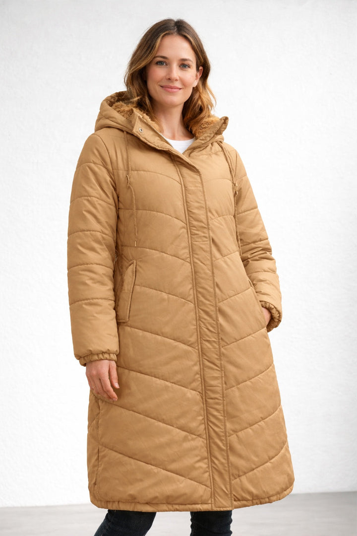 Parka femme matelassée longue à capuche, manteau d’hiver chaud