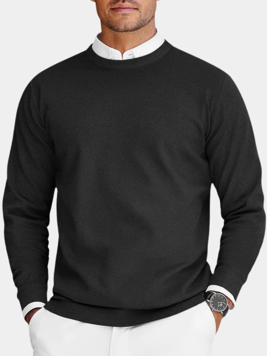 Pull homme classique en coton à col rond pour l’automne