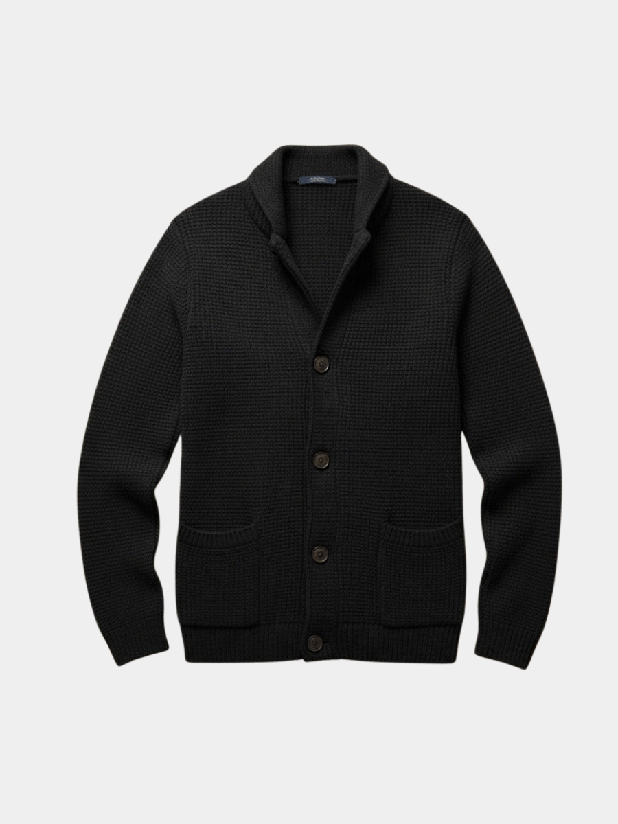 Cardigan homme en laine à col châle boutonné pour l’automne