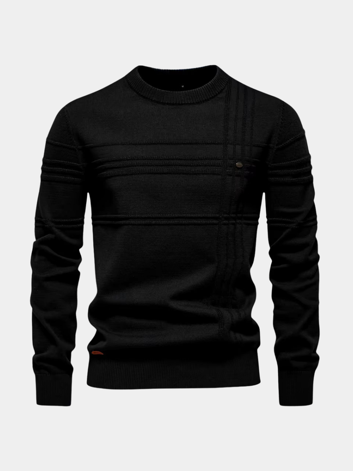 Pull en laine pour homme à col rond côtelé, style décontracté d’automne