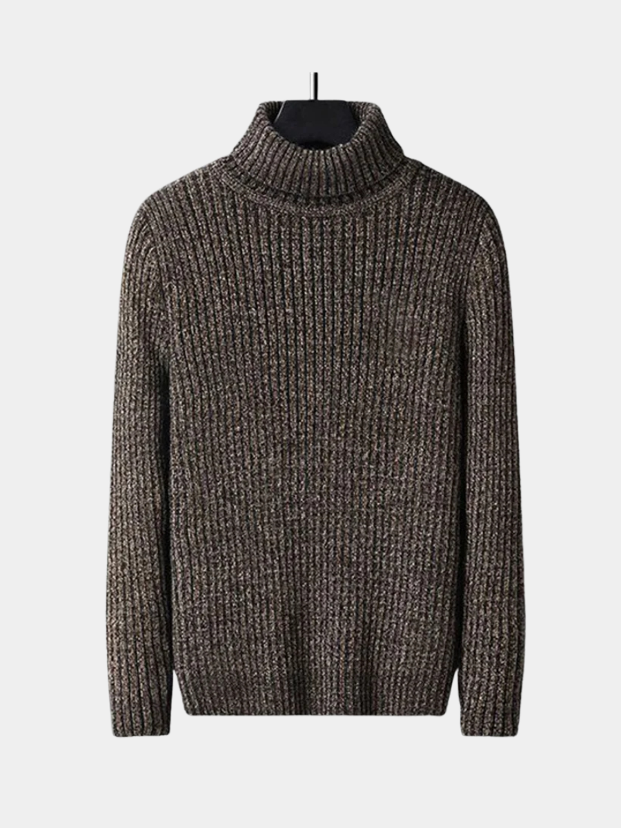 Pull en laine pour homme à col roulé, côtelé et classique, idéal pour l’automne