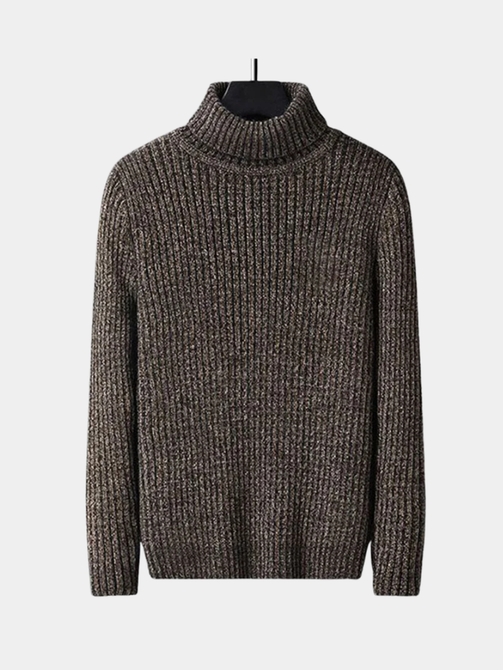 Pull en laine pour homme à col roulé, côtelé et classique, idéal pour l’automne