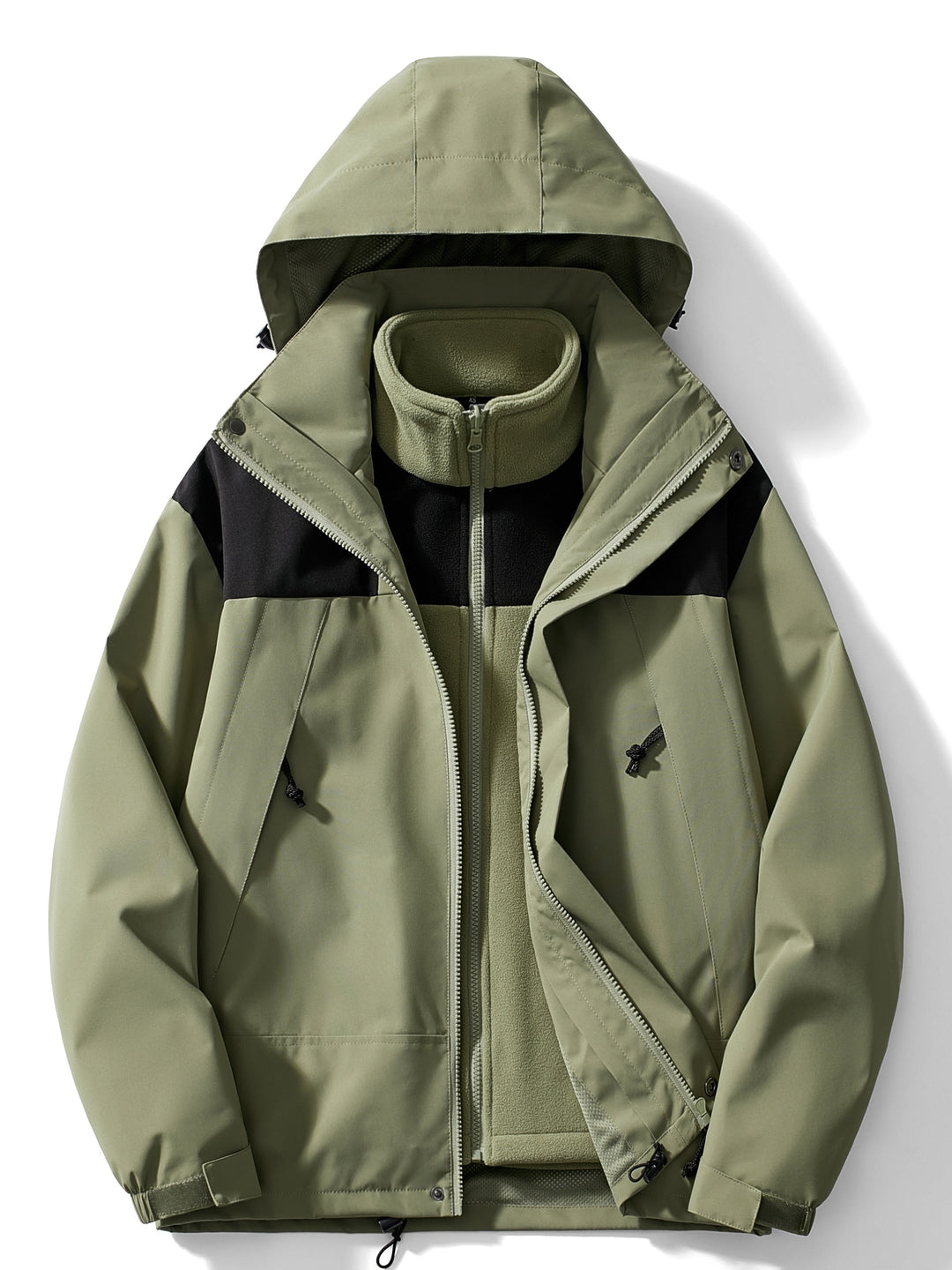 Veste de pluie 3-en-1 pour femme avec polaire à capuche, pour l’automne