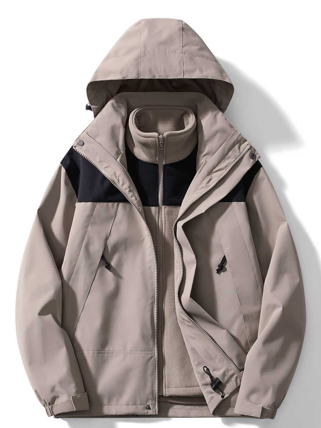 Veste de pluie 3-en-1 pour femme avec polaire à capuche, pour l’automne