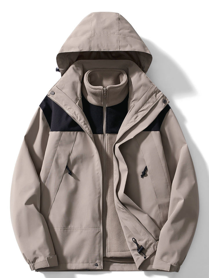 Veste de pluie 3-en-1 pour femme avec polaire à capuche, pour l’automne