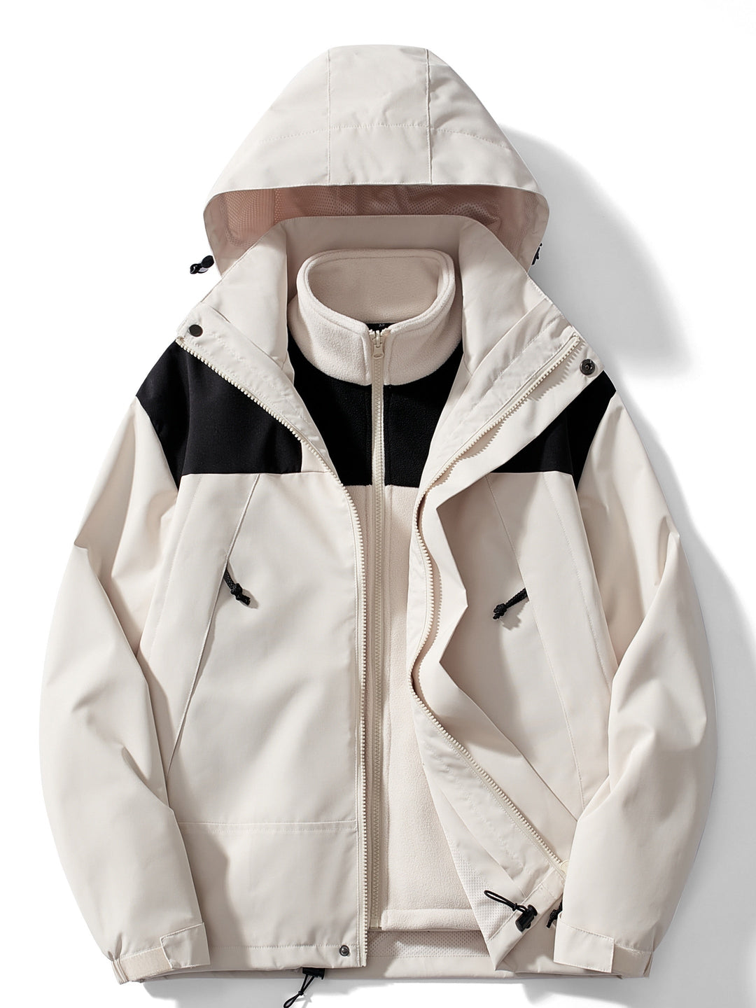 Veste de pluie 3-en-1 pour femme avec polaire à capuche, pour l’automne