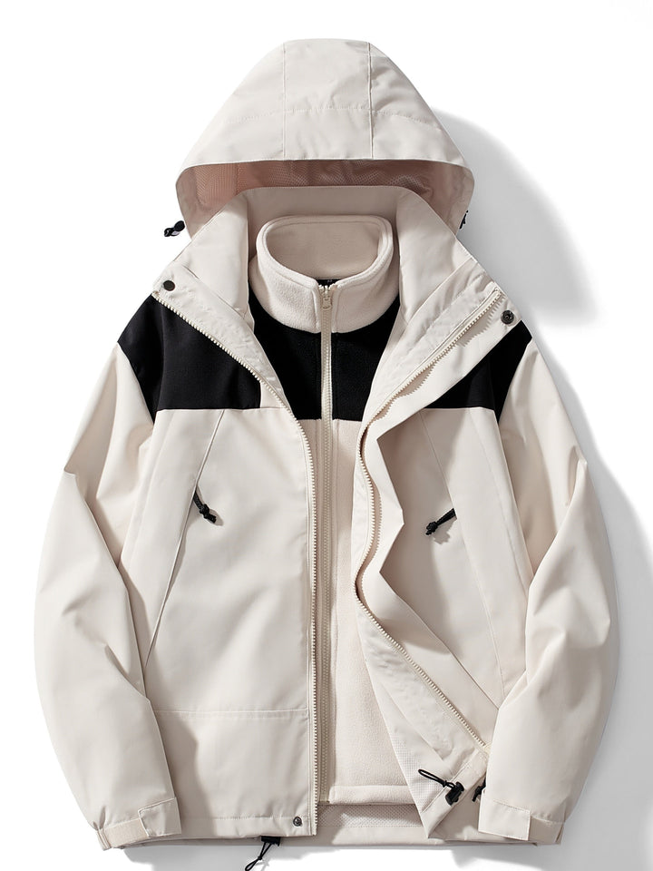 Veste de pluie 3-en-1 pour femme avec polaire à capuche, pour l’automne